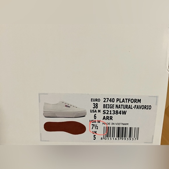 Superga Ivory Canvas Platform Sneakers W/ White Rubber Sole Size 7.5 - Picture 5 of 6